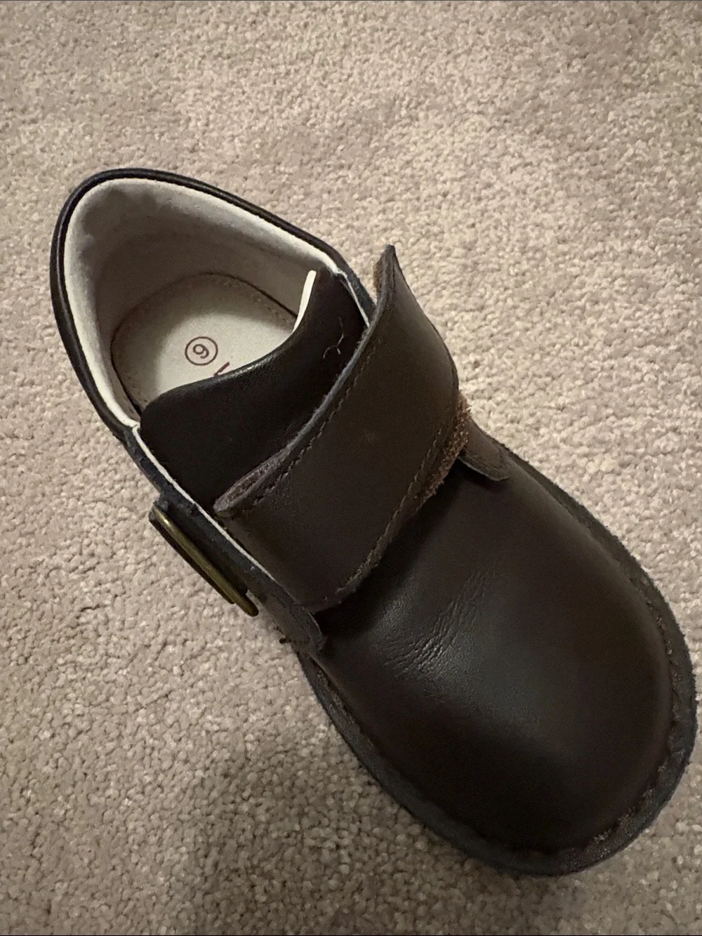 L'Amour Dark Brown Kids Velcro Dress Shoes